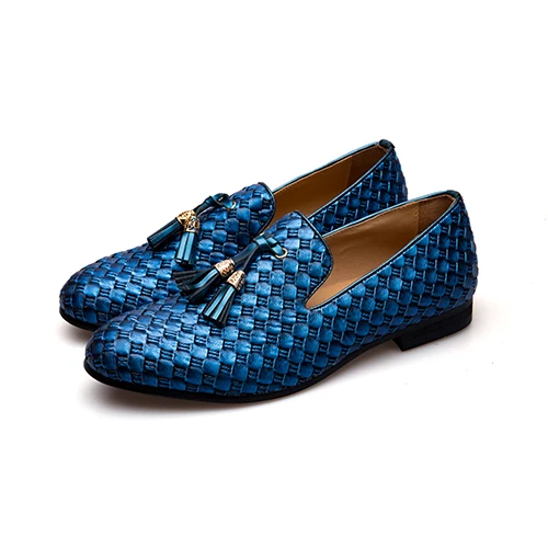 MEIJIANA/мужские лоферы из натуральной кожи; Модные дышащие удобные мужские лоферы; роскошные мужские туфли на плоской подошве; мужская повседневная обувь - Цвет: Синий