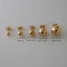 Foromance/Новые шарообразные 6 размеров-желтое золото GP накладные серьги-гвоздики с простой поверхностью