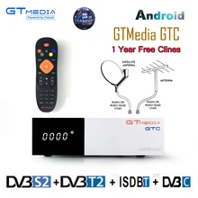 Бесплатный комплект GTC Android 6,0 ТВ коробка DVB-S2/T2/кабель/ISDBT Amlogic S905D, 2 Гб оперативной памяти, 16 Гб встроенной памяти, BISSkey Powervu 4 K-цифра спутниковый телевизионный ресивер+ 1 год clines