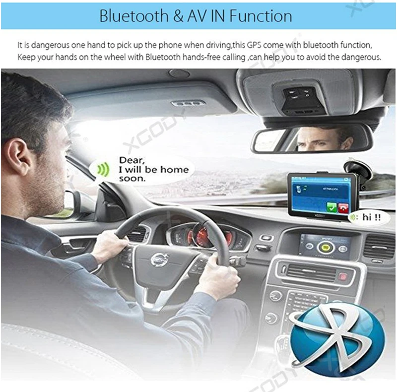 Xgody gps Navigation Truck Car GPS Navigator 128+8GB 7 inch Europa FM Bluetooth Rearview Camera Optional Sat nav Map Free Update