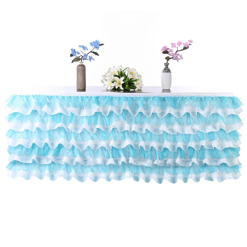 New Fashion Table Skirt Birthday Party Decorations 275*80cm Tulle Table Skirt Wedding Table