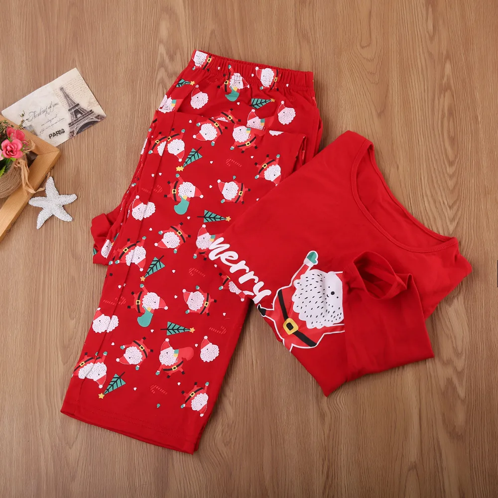 2018 Family Matching Christmas Pajamas PJs Sets Kids Adult Xmas Sleepwear Nightwear Clothing family casual Santa clothes Set in Matching Family Outfits from