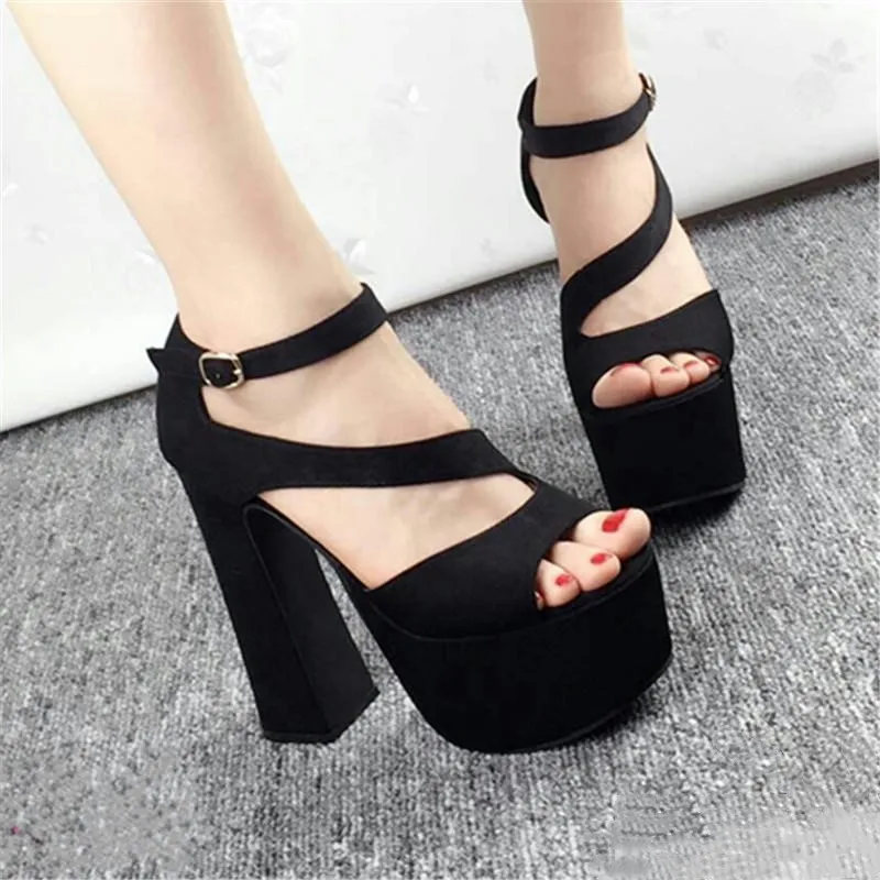 

2018 summer new ultra high heel sandals 15 cm fish mouth waterproof platform Rome satin sexy nightclub shoes