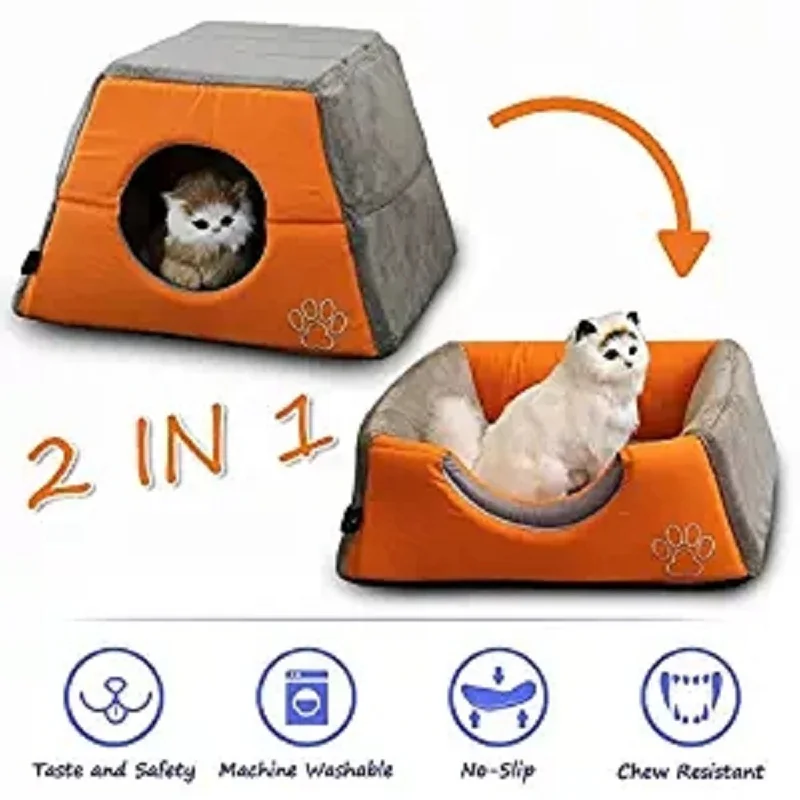 Cuting 2 in 1 types Warm Fleece pet Bed Cushion For kitten &amp puppy soft and suitable love | Дом и сад