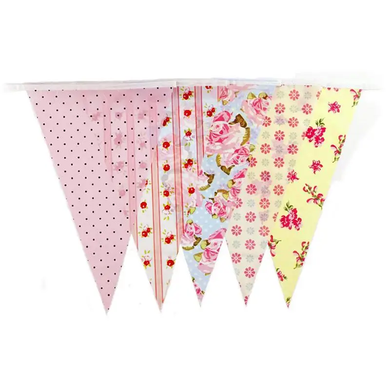 

10M Pennant Flags Banner Bunting Cotton Fabric Bunting Decoration Wedding Banner Garland Bunting Party Decor Baby Shower Decor