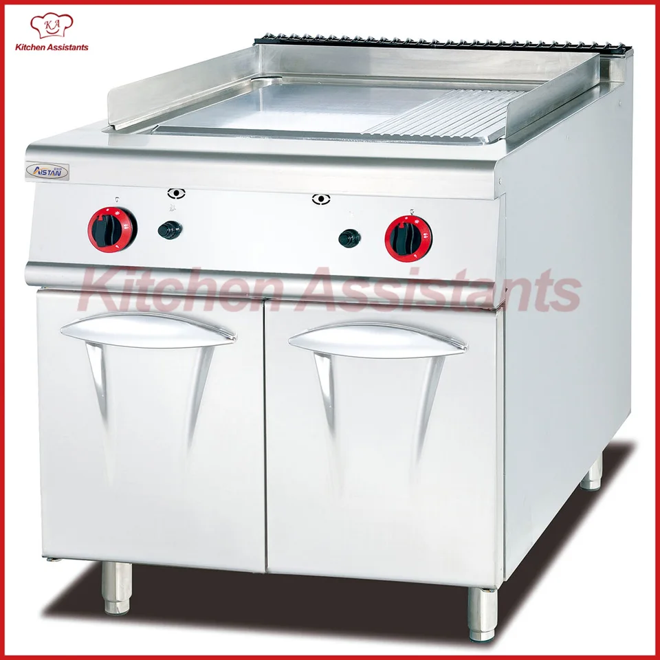 

GH986 vertical commercial gas griddle with cabinet with 1/3 grooved