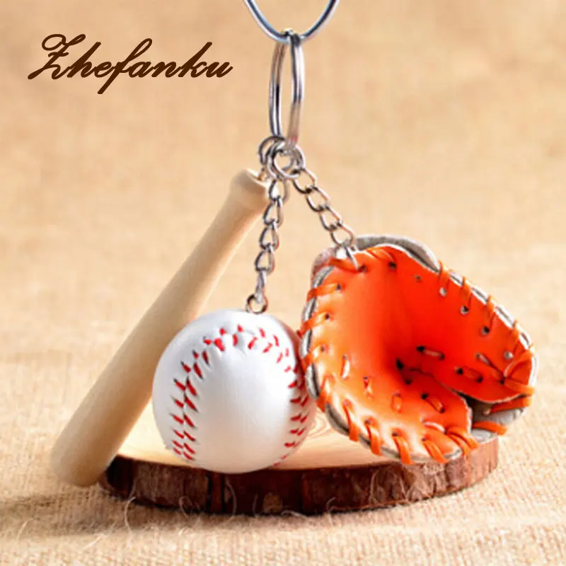 Fashion Mini 1 Pcs Baseball Glove Wooden Bat Keychain ...