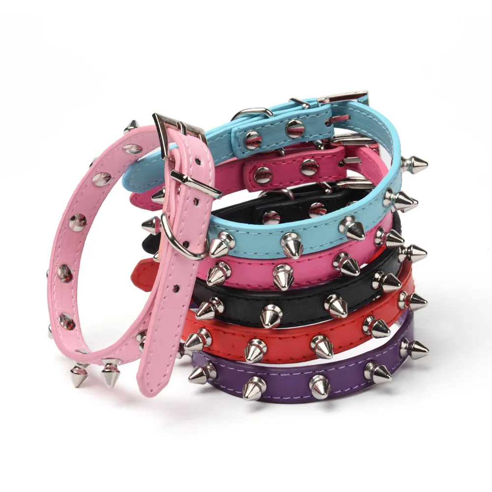 Leather Spikes Studs Shih Tzu Pomeranian Puppies Pitbull Spiked Collars