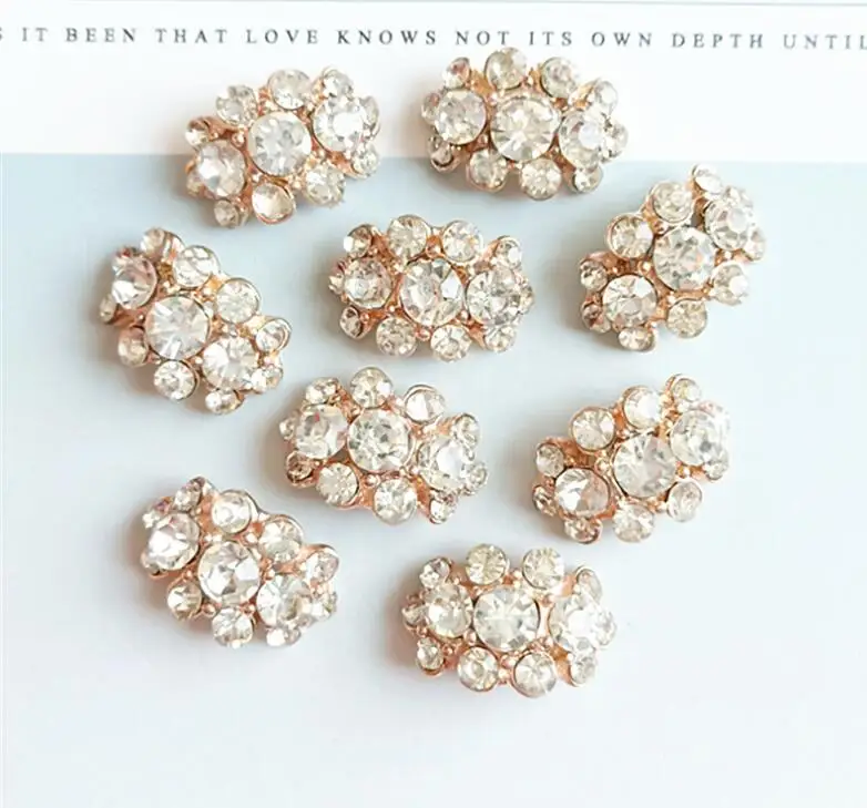 

50 Pieces Arch Full Crystal Rhinestone Buttons For Wedding Embellishment Alloy Gold Rhinestone Button Decoration Free Shipping
