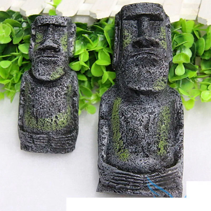 1pcs Aquarium Fish Tank Landscaping Decorations Easter Island Statue