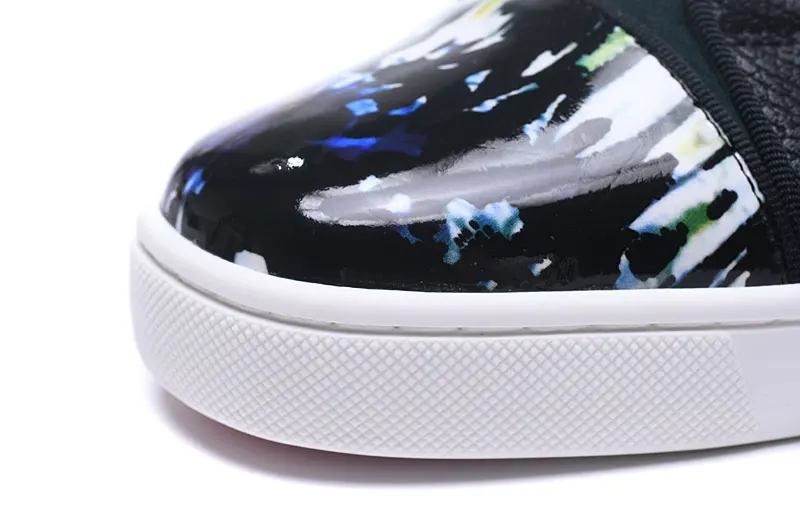 Rendas Moda Dos Casuais Até Luxo De Couro Top Sol Patente Do Homens Sapato Impressão Pôr Sapatos Marca Baixo Sneaker Graffiti Qualidade FCqgw0P