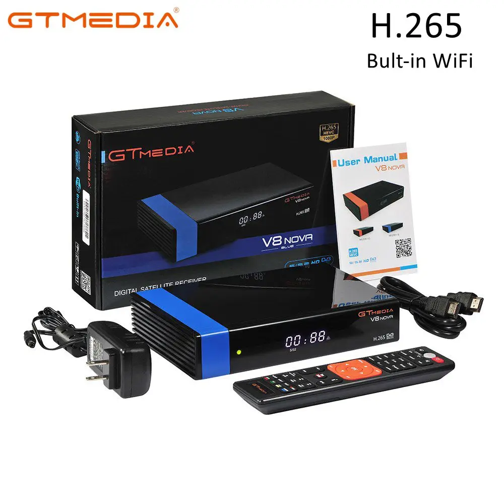 GTmedia V8 Nova Blue приемное устройство спутниковый приемник DVB-S2 HD Поддержка H.265 Cccam встроенный WiFi телеприставка PK Freesat V7 декодер