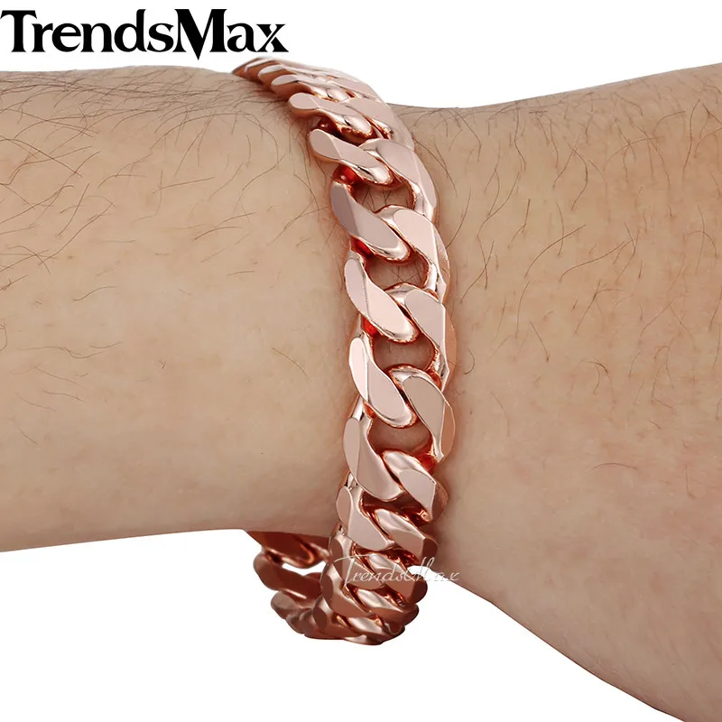 Trendsmax, 10 мм, Мужская цепочка, женский браслет, плоская огранка, круглая цепочка, розовое, желтое золото, заполненная,, ювелирные изделия GB157