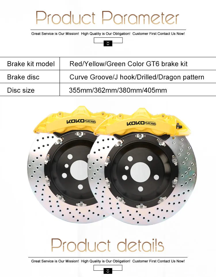KOKO Спортивный тормоз Комплект 6 горшков красный тормозной суппорт 362*32 мм тормозной диск GT6 тормозной комплект 19 дисков передний для ford Mustang gt USA 2001