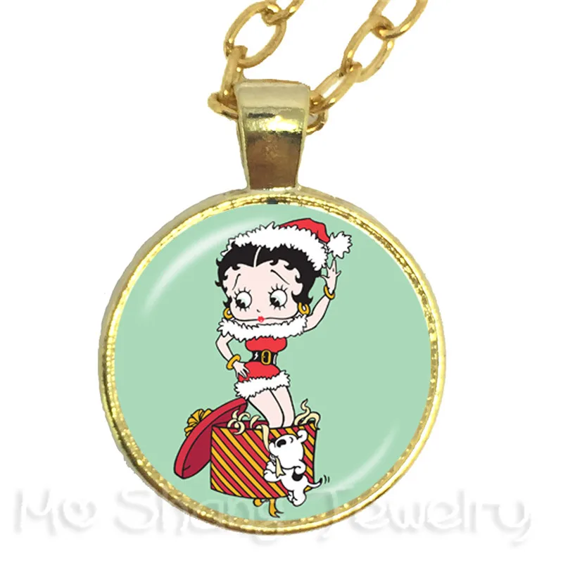 Новинка, классическое модное ожерелье Betty Boop, подвеска, стеклянный купол, ручная работа, ювелирное изделие, цепочка на свитер, подарок для друзей