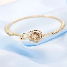 Women’s Gold Color Crystal Rhinestone Cuff Bangle Bracelet Wedding Fashion Jewelry