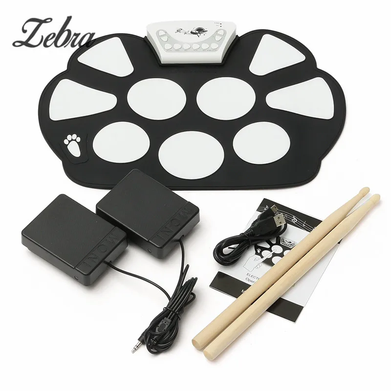 

Zebra 6Pcs/set 39x 27.5x2.5cm Foldable Portable Roller Up USB Electronic Drum Kit Electric Musical Practice Instrument