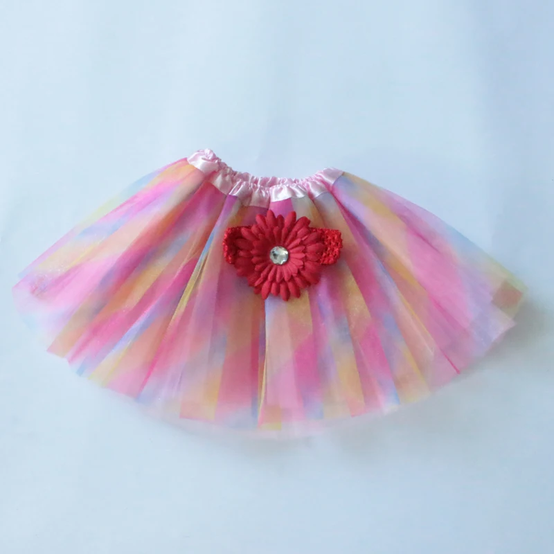 Радужная юбка-пачка для девочек Тюлевая юбка Детская Юбка-пачка для танцев танцевальная одежда балетная юбка принцессы