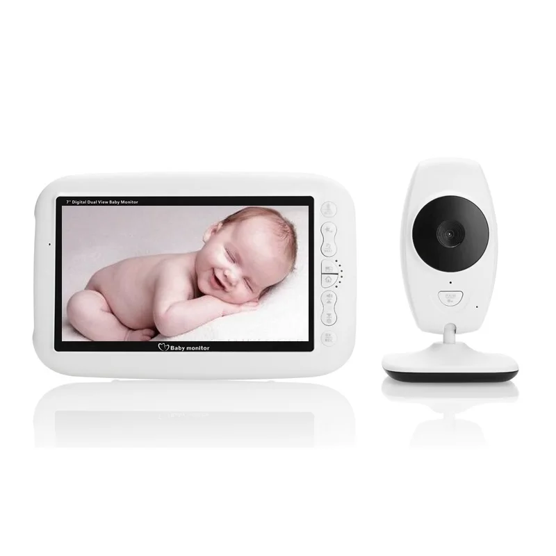 

babykam video babyphone camera baby sitter 7''LCD IR nightlight vision Intercom Lullaby Temperature Sensor Video ON/OFF babyfoon