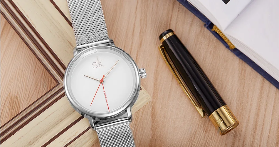 Shengke Роскошные Лидирующий бренд для женщин часы бизнес часы Леди наручные часы с серебряным сетчатым ремешком Модные женские Relogio Feminino