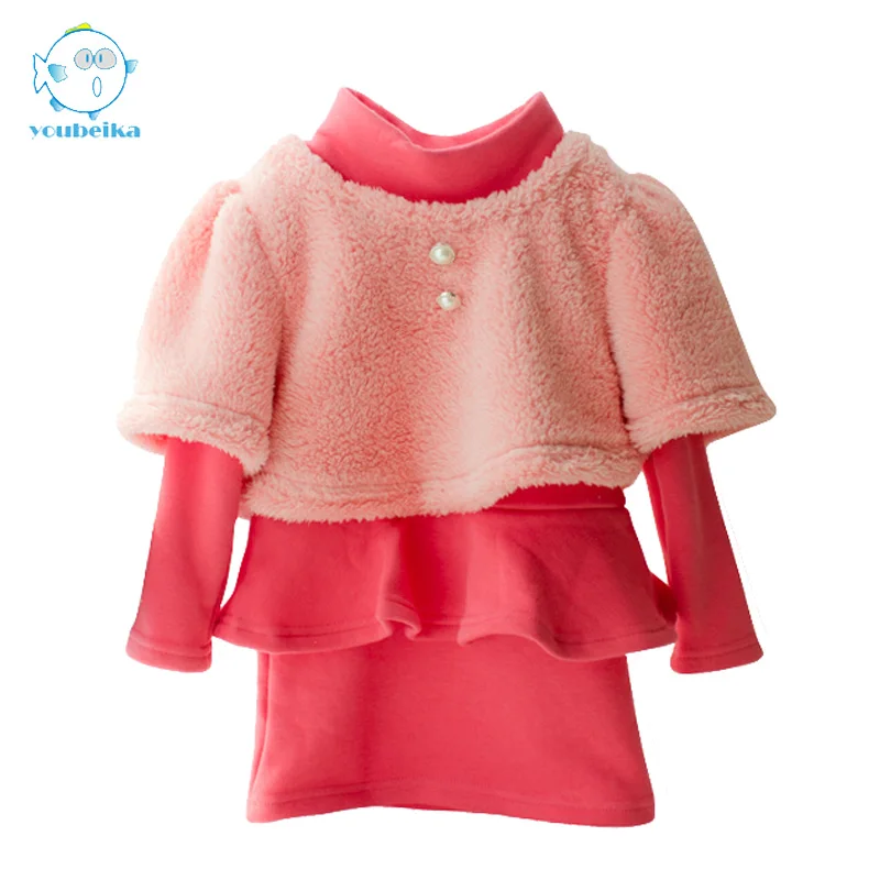 

2017New Autumn Winter Girls Sets Long Sleeve Thick Velvet Children Sets Girls Kids Clothing Vest And Dress 2 Pcs Kids Clothes