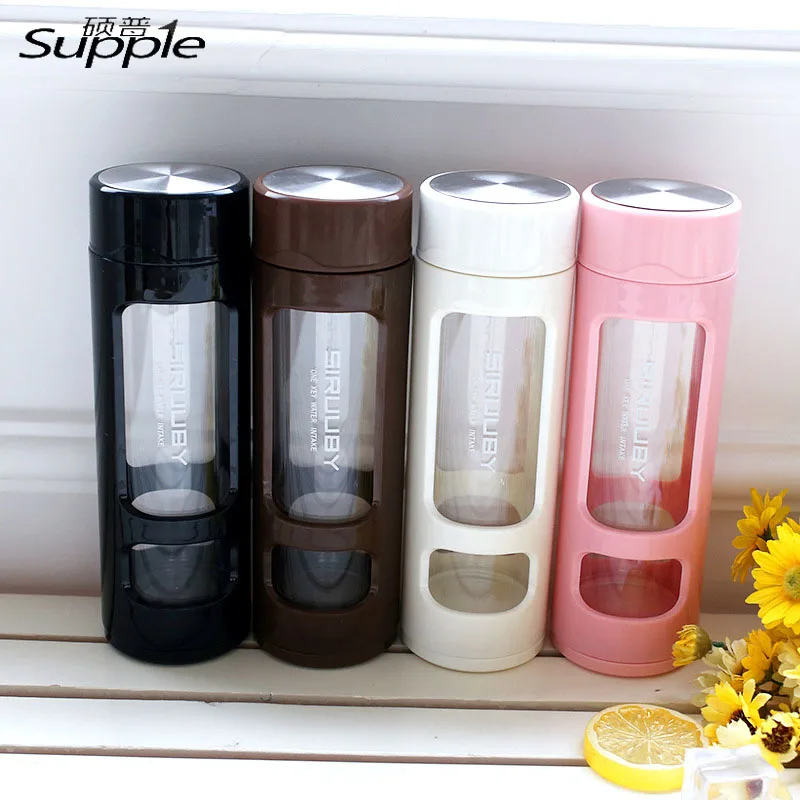 360ml New Sport Glass Water Bottle Kettle With Silicone Insulation Creative Drinkware Car Cups | Дом и сад