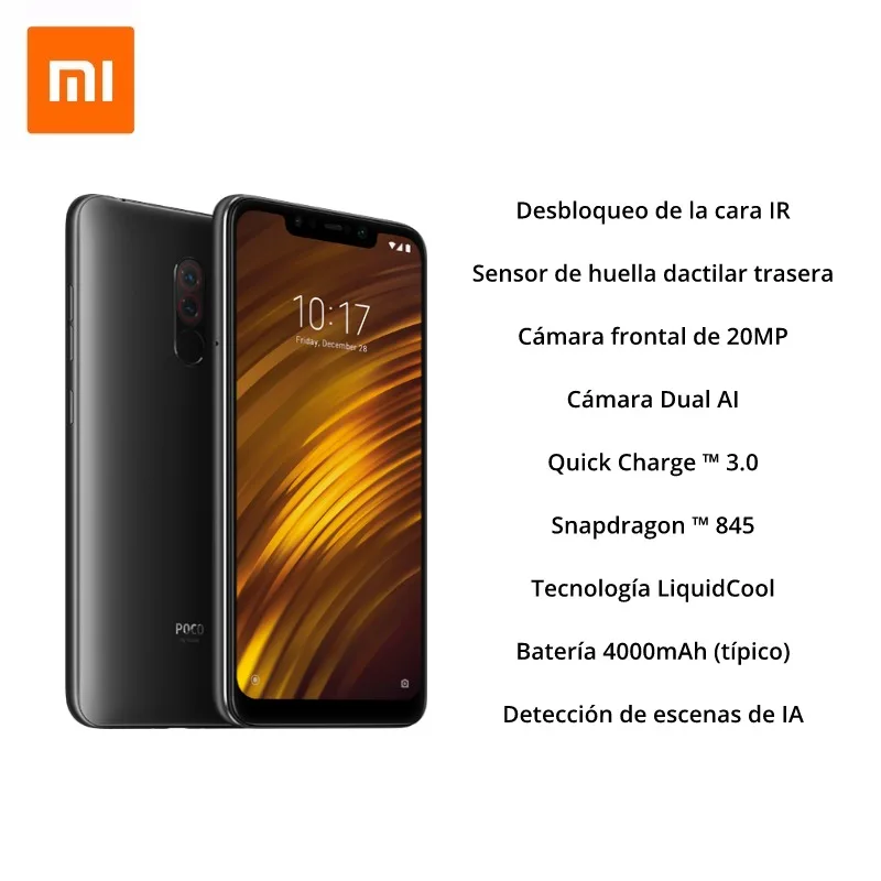 [Versión Global para España] Xiaomi Pocophone F1 (Memoria interna de 128GB, RAM de 6GB, Cámara dual de 12MP+5MP, Bateria 4000 mAh) Smartphone