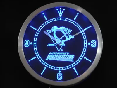 Pittsburgh Penguins Neon Sign Led Wall Clock