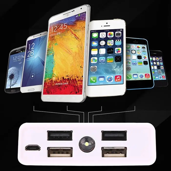 4 порта usb power Bank Case No 18650 светодиодный фонарь на батарейках зарядка цифровое