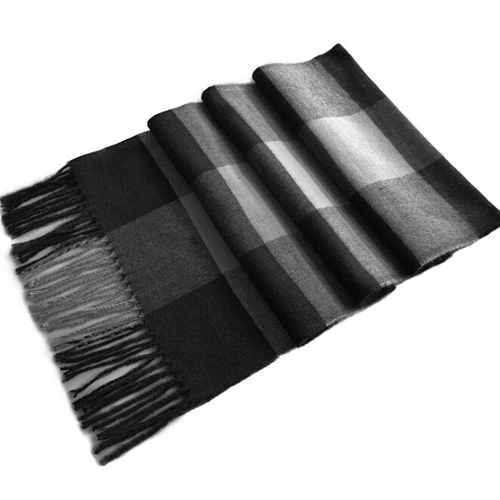 Шикарный черный и серый клетчатый узор бахрома украшенный мужской шарф