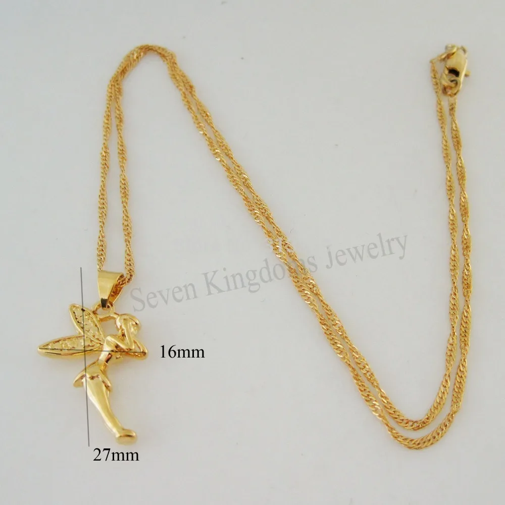 

Min order 10$ can mix design - YELLOW GOLD - COLOR OVERLAY 18" NECKLACE&VIVID FAIRY SHAPE PENDANT