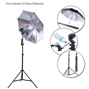 

Yuguang Photography studio lighting lamp holder Black Silver Flash Reflector Diffuser Umbrella 150w 5500k Bulbs