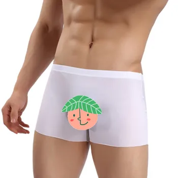 

PADEGAO sexy men's boxers underwear low waist solid skinny thongs boxers U convex seamless ice silk see through underpanties 2xl