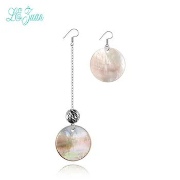

l&zuan Drop Earrings For Women S925 Sterling Silver Natural Circular Female Shellfish Asymmetrical Brincos Fine Jewelry Aretes