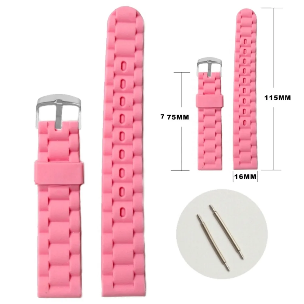 16 мм розовый Mimosa силиконовый желе резиновый ремешок для часов WB1060L16JB|watch band black