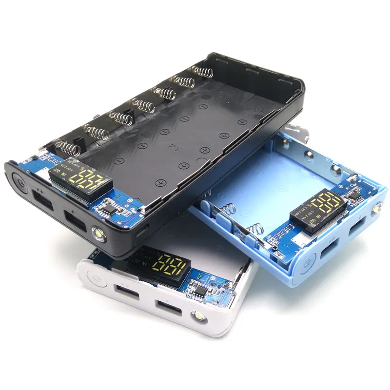 

7x18650 DIY Battery Bank Portable Battery Shell Box Case DIY KIT Digital LCD Display Powerbank Dual USB Type C for Mobile Phones