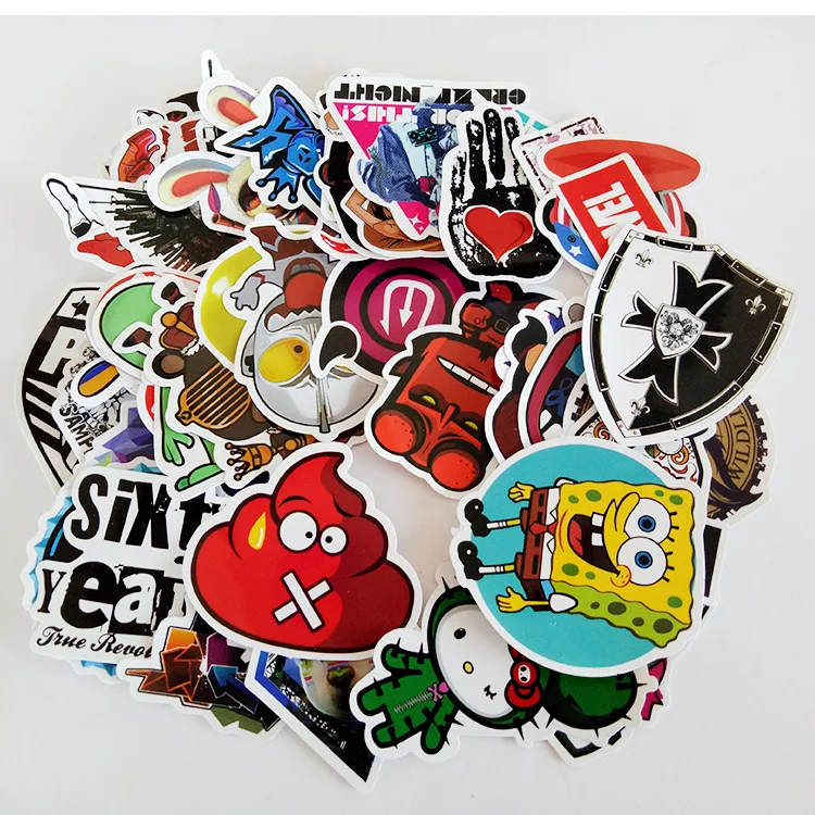 100 Mixed Cartoon Toy Stickers Car Styling Bike Motorcycle Phone Computer Travel Luggage Cool Funny stickers Bomb PVC Decals