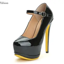 Yifsion новые модные женские туфли блестящие Лодочки на платформе пикантные туфли-лодочки на тонких высоких каблуках красивые острый носок