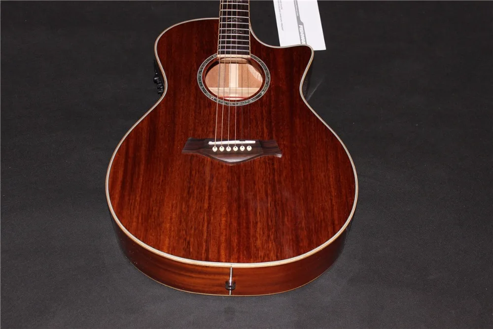 

free shipping best afforable cutaway solid acoustic guitar fully mahogany wood new single cut acoustic electric guitar