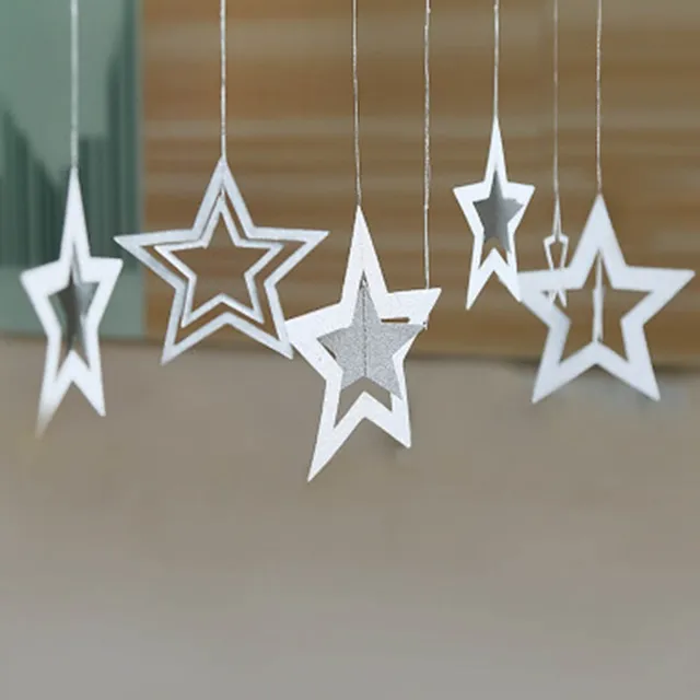 2019 7 Pcs Set Christmas Decorations Hollow Star Hanging Pentagram 2019 7 Pcs Set Christmas Decorations Hollow Star Hanging Pentagram Bar Ceiling Home Ornaments Xmas Party Decor