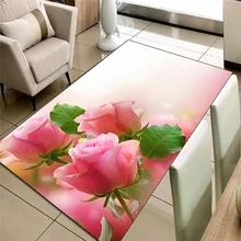 Else Розовые розы цветы зеленые листья 3d принт нескользящие микрофибры гостиной декоративные современные моющиеся области коврик
