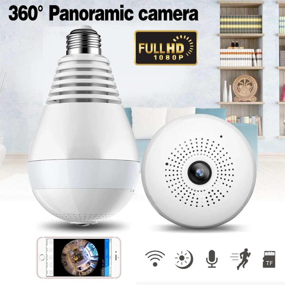 1080P Wireless IP Camera Bulb Light Lamp 360 degree FishEye Panoramic Home Camera 1.3MP Night Vision Security P2P WiFi Camera 1080P Wireless IP Camera Bulb Light Lamp 360 degree FishEye Panoramic Home Camera 1.3MP Night Vision Security P2P WiFi Camera