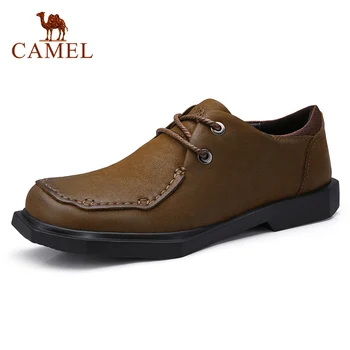 

CAMEL Youth Retro Men's Casual Shoes Soft Man Loafers Non-slip Work Shoes Genuine Leather Shoes Men Rubber Sole