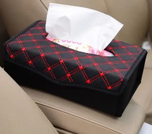 

Red Wine Folded Paper Towel PU Leather Tissue Vehicle Car Seat Paper Tissue Box