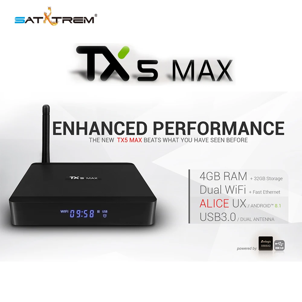 

Tanix TX5 MAX Android 8.1 TV Box Smart Box 4K support IPTV DDR4 4G 32G 2.45.0G Dual WiFi BT 4.2 Amlogic S905X2 Box