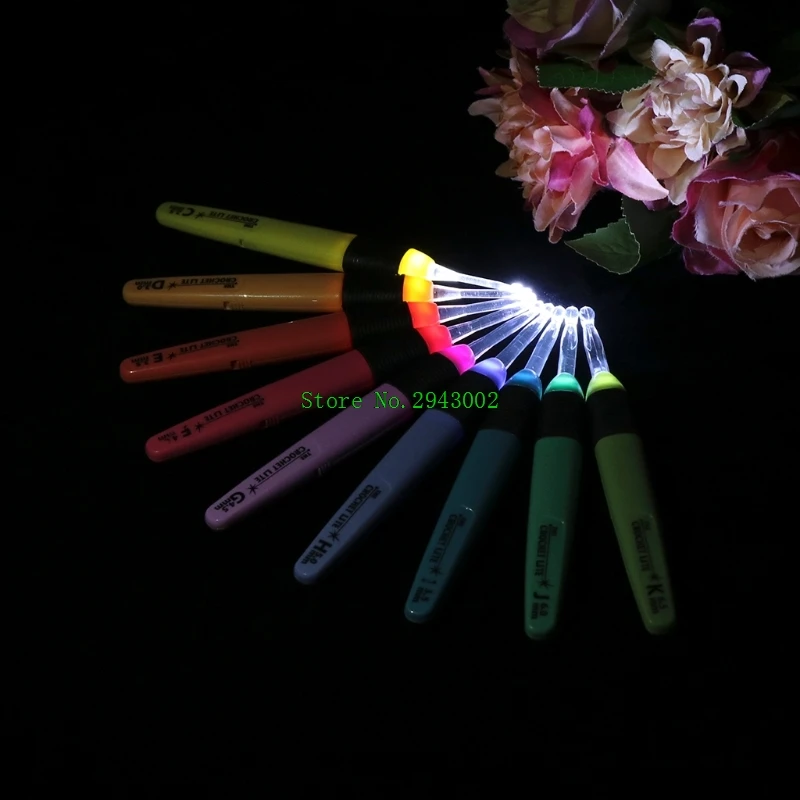 

Crochet Hook With Led Plastic Handle Knitting Needles Set Sewing Kit Crafts Loom Tool 2.5~6.5mm Crochet Lite Sewing Tool