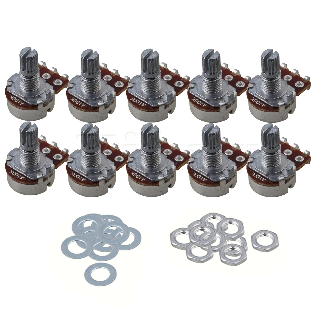 

Yibuy Chrome A100k 15mm Guitar Potentiometer for Electric Guitar Set of 10