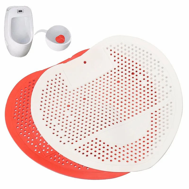 Urinal Screen Mat Red White Plastic 19.5x18.5cm Prevents Blockages Soft
