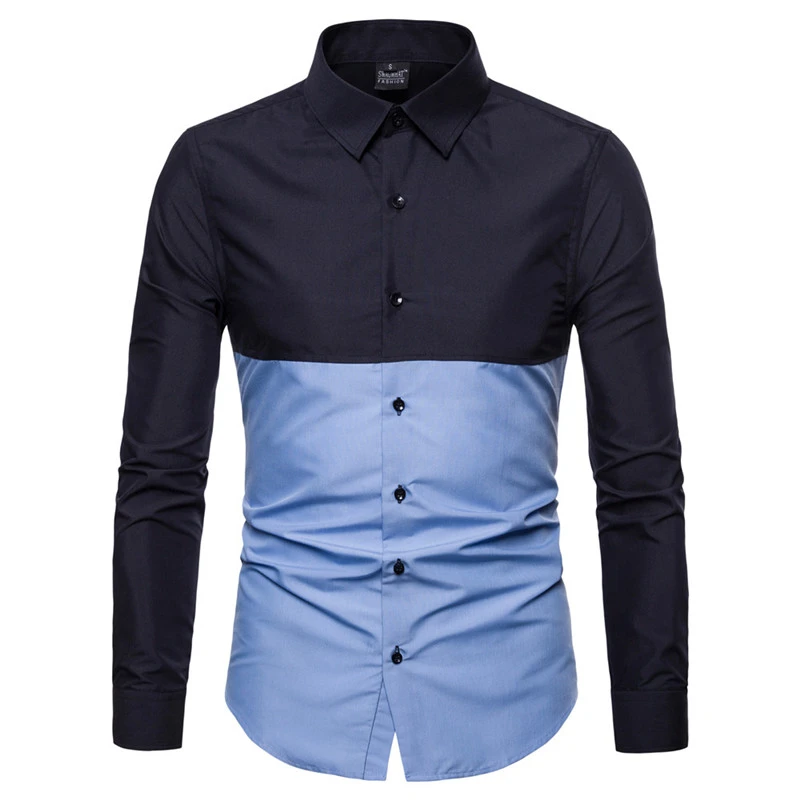 2018 marca hombre camisa de manga larga Otoño Invierno de los nuevos hombres de la ocasional de dos camisa de manga larga camisa delgada Dropshipping|Camisas informales| - AliExpress