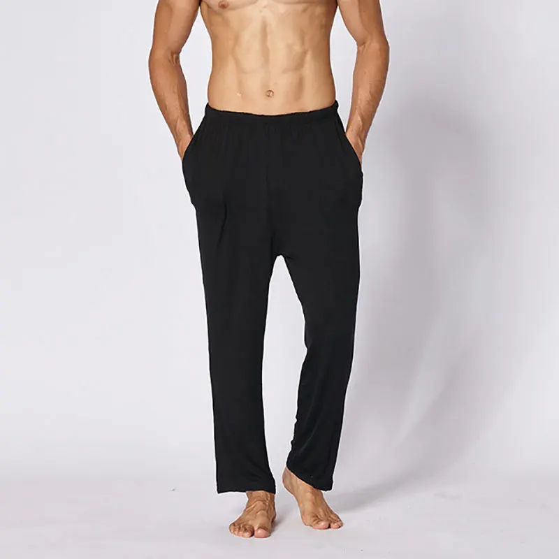 BZEL, длинные штаны, Мужская одежда для сна, удобные, дышащие, для мужчин, для сна, пижамные штаны, брюки для мужчин, s, брюки для сна, Пляжные штаны, большой размер 4XL - Цвет: black